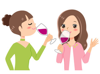 ワインで乾杯する女性達