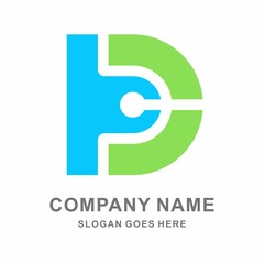 Monogram Letter D Circle Business Company Vector Logo Design