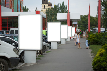 Photo empty lightbox on the bus stop.