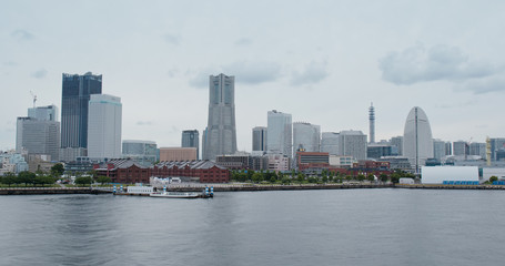 Obraz premium Yokohama city bay at sunset