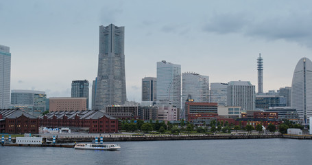 Obraz premium Zatoka Yokohama wieczorem