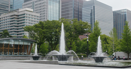 Business district in Tokyo city