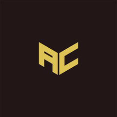 AC Logo Letter Initial Logo Designs Templete with Gold and Black Background