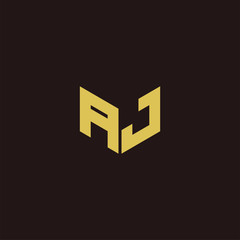 AJ Logo Letter Initial Logo Designs Templete with Gold and Black Background
