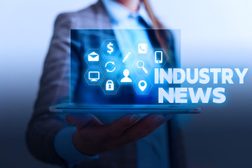 Handwriting text writing Industry News. Conceptual photo Technical Market Report Manufacturing...