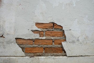 Old cracked concrete vintage brick wall background, Textured background, old brick wall pattern,for background