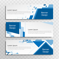 A set of blue banner templates designed for the web and various headlines are available in three different designs.