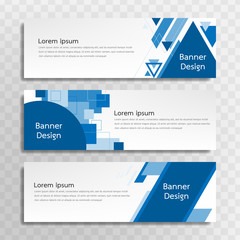 A set of blue banner templates designed for the web and various headlines are available in three different designs.
