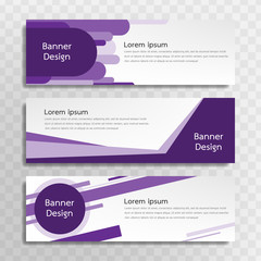A set of purple banner templates designed for the web and various headlines are available in three different designs.