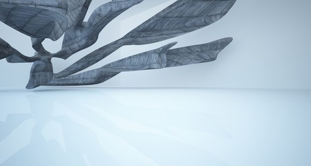 Abstract architectural concrete smooth interior of a minimalist house. 3D illustration and rendering.