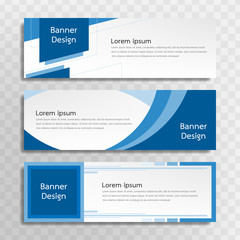 A set of blue banner templates designed for the web and various headlines are available in three different designs.