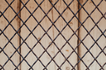 Fototapeta premium Fence over old wooden white door