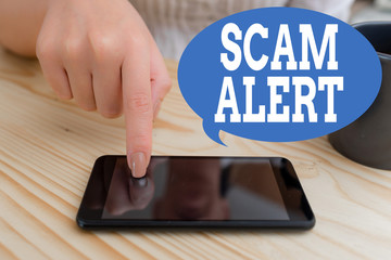 Text sign showing Scam Alert. Business photo text unsolicited email that claims the prospect of a...