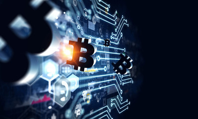 Mining of crypto-currency . Mixed media