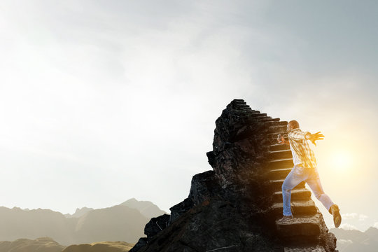 Black man in casual clothes in motion