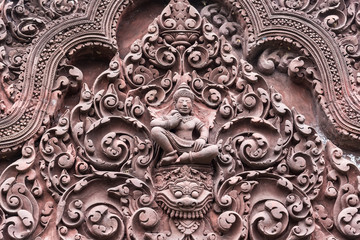 Stucco ancient. Stucco adorn ancient sanctuary. Huay Kaew temple in Lopburi, Thailand.