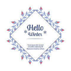 Perfect for invitation card romantic with drawing of blue leaf flower frame. Vector