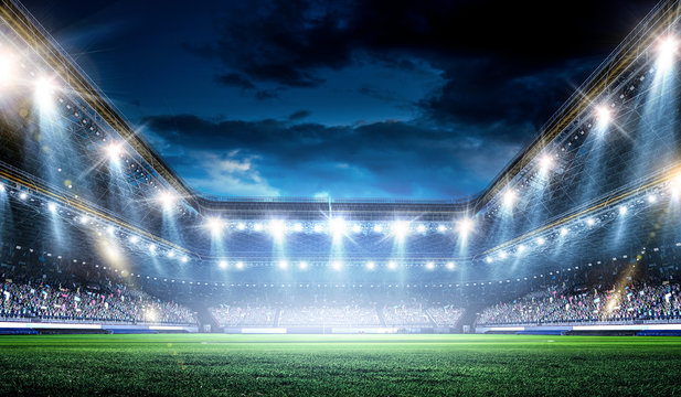 Full night football arena in lights