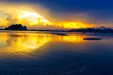 Sunset on beach idyllic at Baan Koh Teab