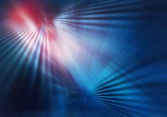 abstract background of light with intersected stripes of rays and shadows in blue, red colour