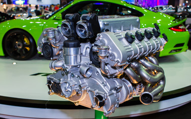 Supercar engine in Bangkok motor show, Bangkok Thailand