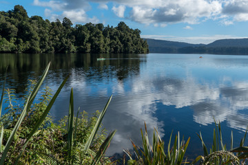 peaceful serene lake scenery on the West Coast of New Zealand