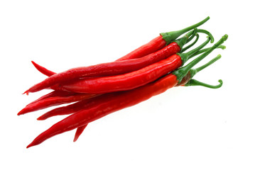 Fresh picked spicy red pepper isolated on white