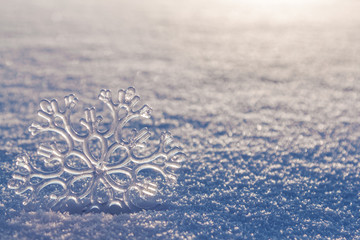 Snowflake in the snow.