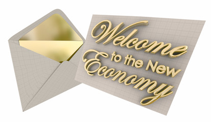 Welcome to the New Economy Invitation Envelope 3d Illustration