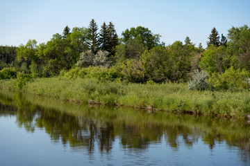 Beautiful, scenic view from the banks of the Moose Jaw River, Saskatchewan, Canada