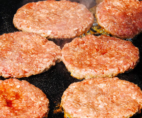 Food. Hamburger patties. Outdoor cafes.