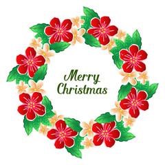 Banner of merry christmas, artwork of colorful wreath frame. Vector