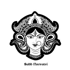 Innovative abstract or poster for Shubh Navratri with nice and creative Maa Durga design illustration, Shubh Navratri, Durga Puja.