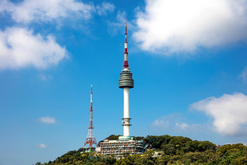 Fototapeta premium Seoul tower Located on Namsan Mountain in Seoul, South Korea.
