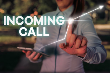 Conceptual hand writing showing Incoming Call. Concept meaning Inbound Received Caller ID Telephone...