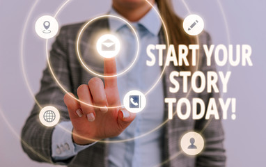 Word writing text Start Your Story Today. Business photo showcasing work hard on yourself and begin from this moment