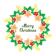 Design template for poster merry christmas with ornament of colorful flower frame. Vector