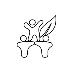 farm leaf people Commitment Teamwork Together Outline Logo