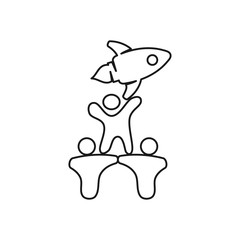 speed rocket people Commitment Teamwork Together Outline Logo