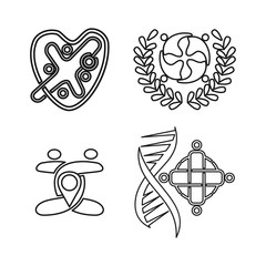 love leaf genetic Commitment Teamwork Together Outline Logo