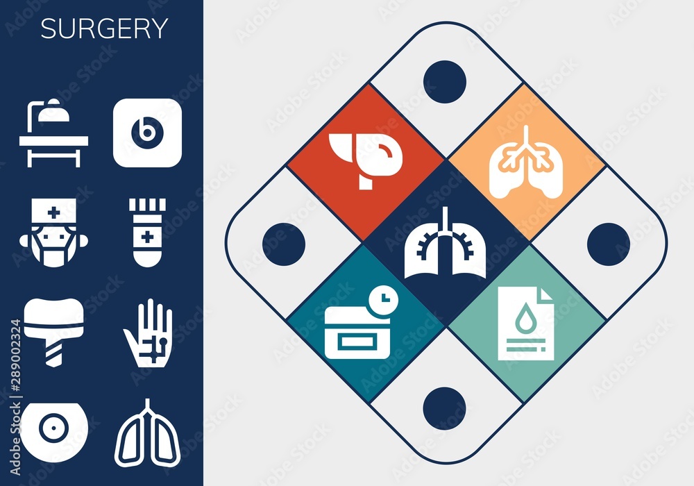 Sticker surgery icon set