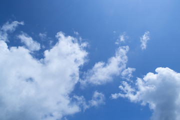 blue sky with clouds and the sun