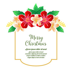 Banner or poster design merry christmas, with graphic colorful floral frame. Vector