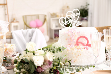 Festive table served for celebration of lesbian wedding