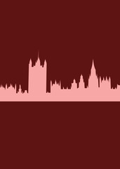 Obraz premium Abstract London skyline with red illustration