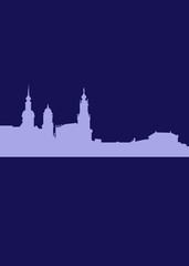 Obraz premium White cityscape on blue background. Skyline illustration