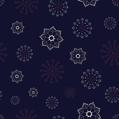 Abstract seamless pattern illustration of snowflakes.