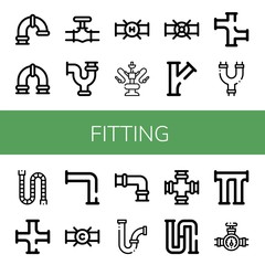 Set of fitting icons such as Pipe, Water pipe, Pipes, Piping , fitting