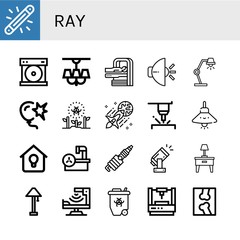 Set of ray icons such as Glow, Compact disc, Lamp, Mri, Light, Burst, Radioactive, Laser, Lighting, Magnetic resonance, Spark, Infrared, X ray , ray