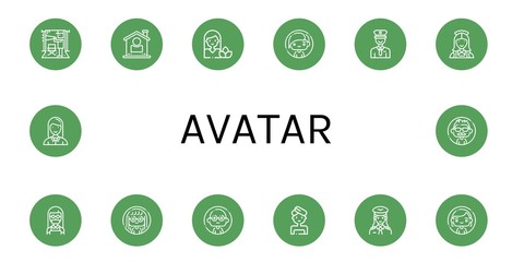 Set of avatar icons such as Director, User, Woman, Policeman, Maid, Man, Pilot, Employee , avatar